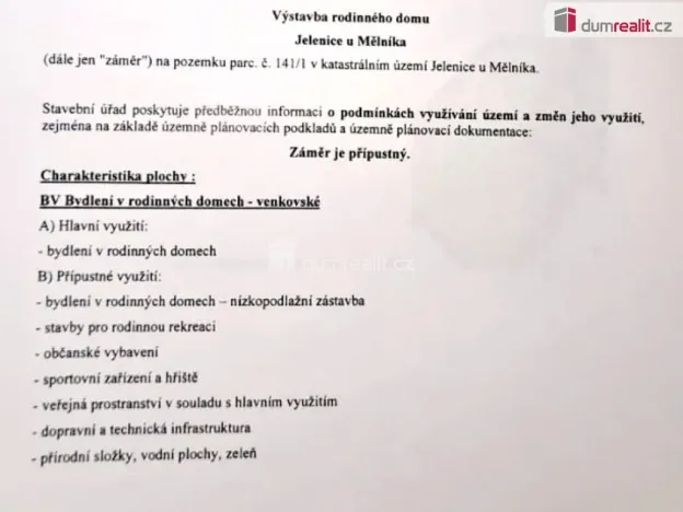 Prodej pozemku pro bydlení, Malý Újezd - Jelenice, 1335 m2