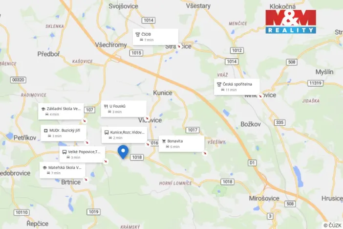 Prodej zahrady, Velké Popovice, Masarykova, 800 m2