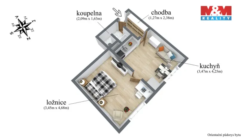Prodej bytu 1+1, Děčín - Děčín III-Staré Město, Jezdecká, 36 m2