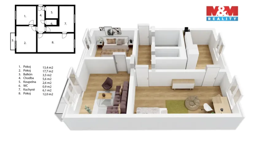 Prodej bytu 3+1, Pardubice - Bílé Předměstí, Na Drážce, 66 m2