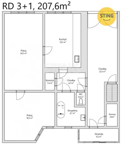 Prodej rodinného domu, Hořice, Palackého náměstí, 207 m2