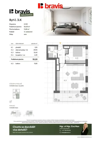 Prodej bytu 2+kk, Brno - Horní Heršpice, Záhumenice, 55 m2