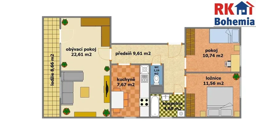 Prodej bytu 3+1, Český Brod, Rokycanova, 68 m2