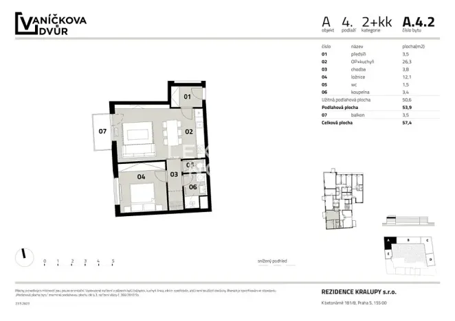 Prodej bytu 2+kk, Kralupy nad Vltavou, Husova, 54 m2