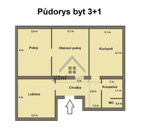 Prodej bytu 3+1, Mladá Vožice, Husovo náměstí, 80 m2