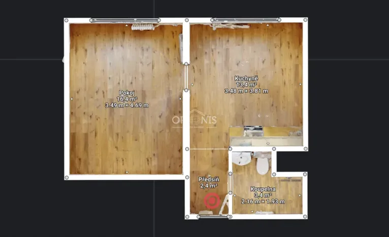 Pronájem bytu 1+1, Chomutov, 17. listopadu, 33 m2