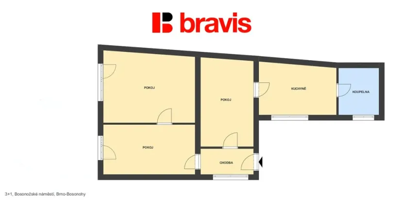 Pronájem bytu 3+1, Brno - Bosonohy, Bosonožské náměstí, 56 m2