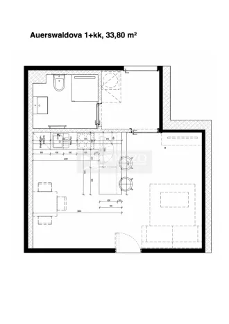 Pronájem bytu 1+kk, Brno, Auerswaldova, 34 m2