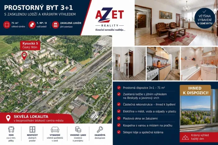 Prodej bytu 3+1, Český Těšín, Kysucká, 71 m2