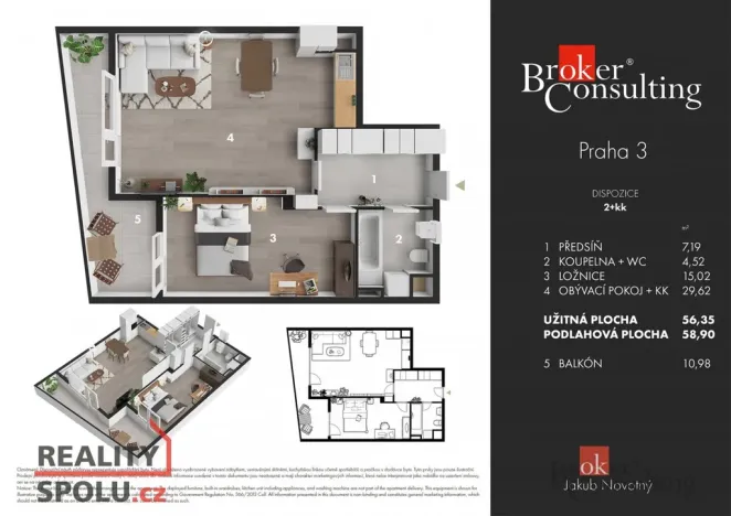 Prodej bytu 2+kk, Praha - Strašnice, Zvěřinova, 59 m2