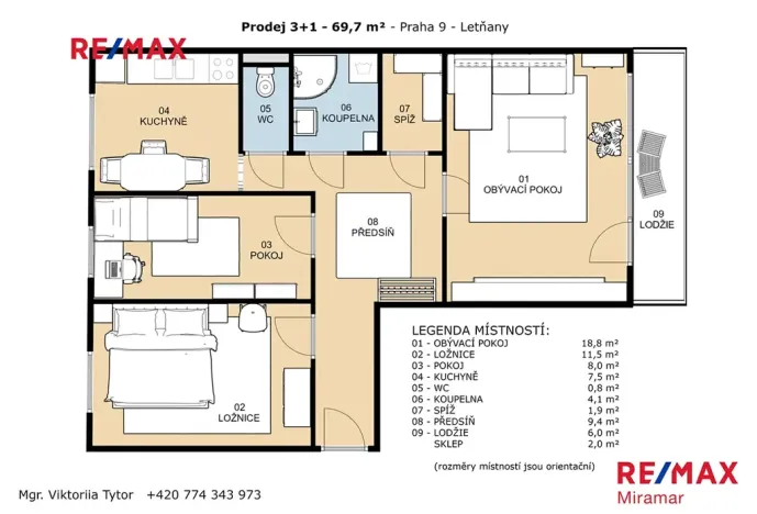 Prodej bytu 3+1, Praha - Letňany, Rýmařovská, 77 m2