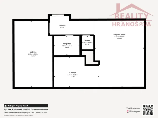 Prodej bytu 2+kk, Ostrava, Krakovská, 51 m2