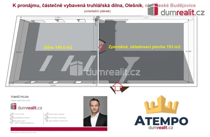 Pronájem výrobních prostor, Olešník, 298 m2