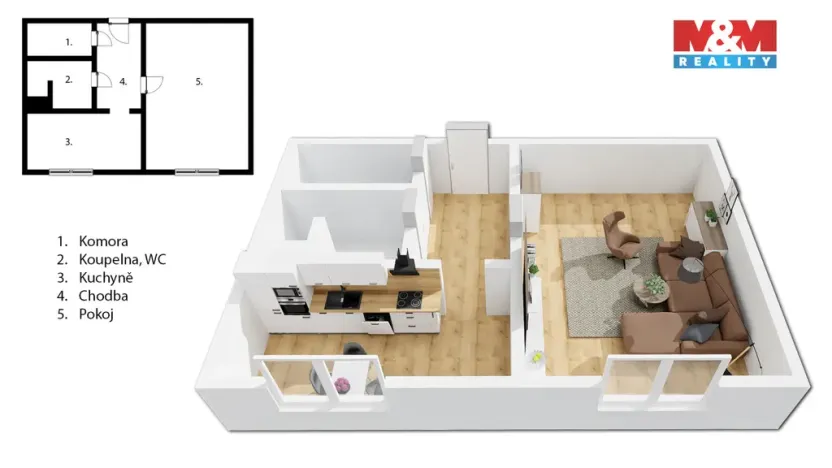 Prodej bytu 1+1, Náchod, Borská, 34 m2