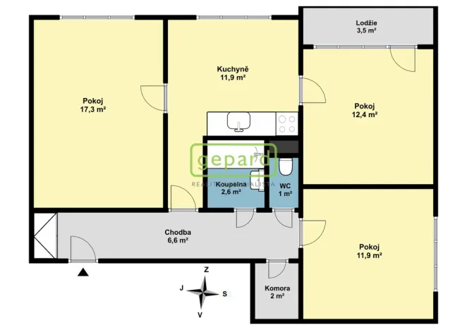Prodej bytu 3+1, Nový Bor, Palackého, 65 m2
