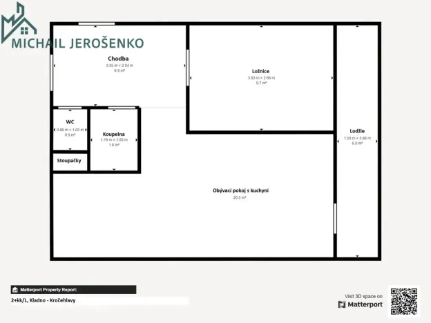 Pronájem bytu 2+kk, Kladno - Kročehlavy, Na růžovém poli, 40 m2