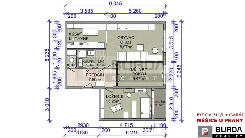 Prodej bytu 3+1, Měšice, 68 m2