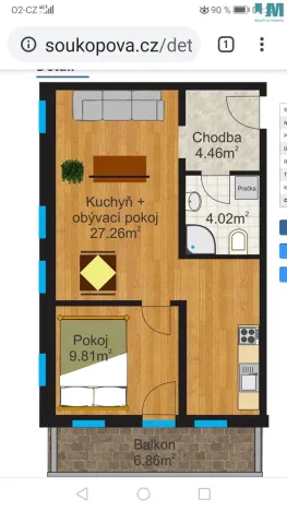 Pronájem bytu 2+1, Třebíč, Soukopova, 50 m2