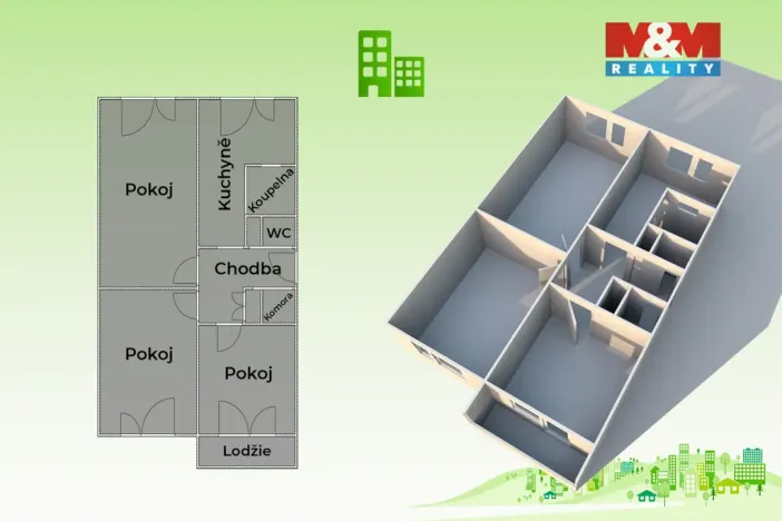 Prodej bytu 3+1, Valašské Meziříčí, Zdeňka Fibicha, 73 m2