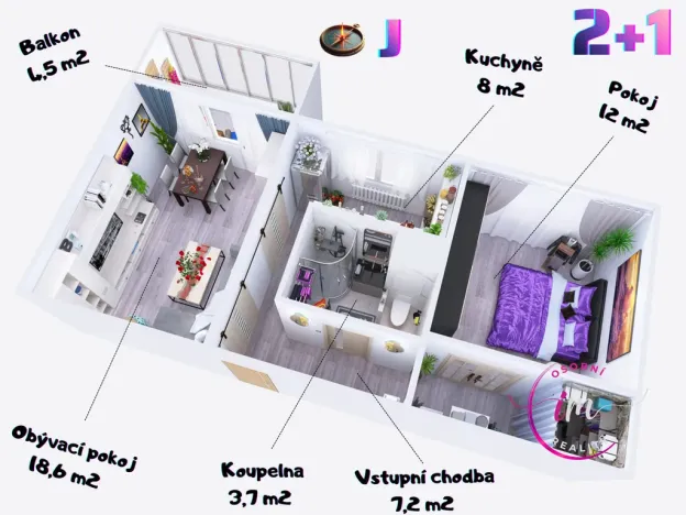 Prodej bytu 2+1, Třebíč - Nové Dvory, Jar. Heyrovského, 50 m2