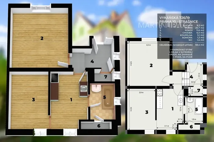 Prodej bytu 2+1, Praha - Strašnice, Vykáňská, 58 m2