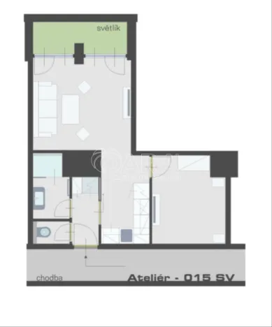 Pronájem bytu 2+kk, Praha - Karlín, Sokolovská, 39 m2