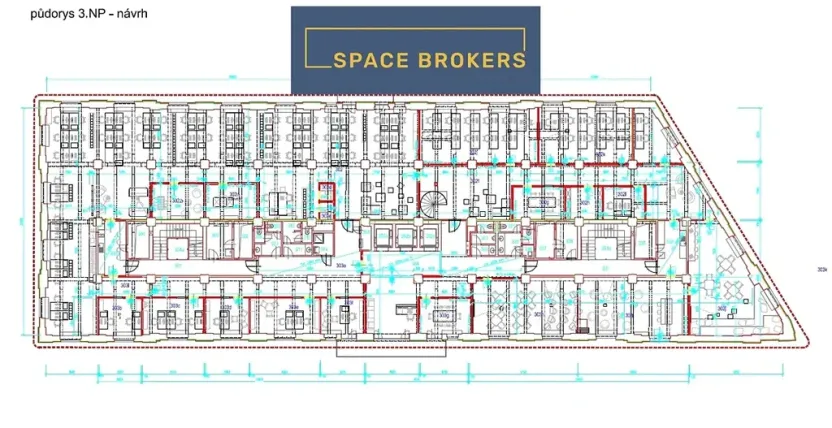Pronájem kanceláře, Praha - Holešovice, Jankovcova, 1094 m2