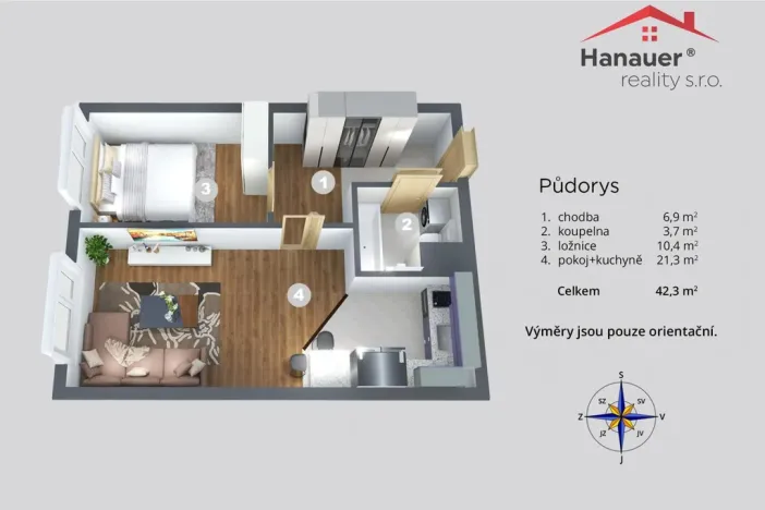 Prodej bytu 2+kk, Praha - Letňany, Krausova, 45 m2