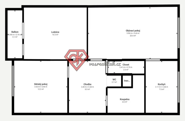 Prodej bytu 3+1, Ústí nad Orlicí, U Hřiště, 74 m2