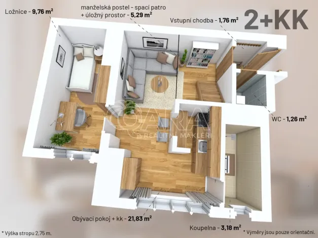 Pronájem bytu 2+kk, Praha - Krč, Bystřická, 41 m2