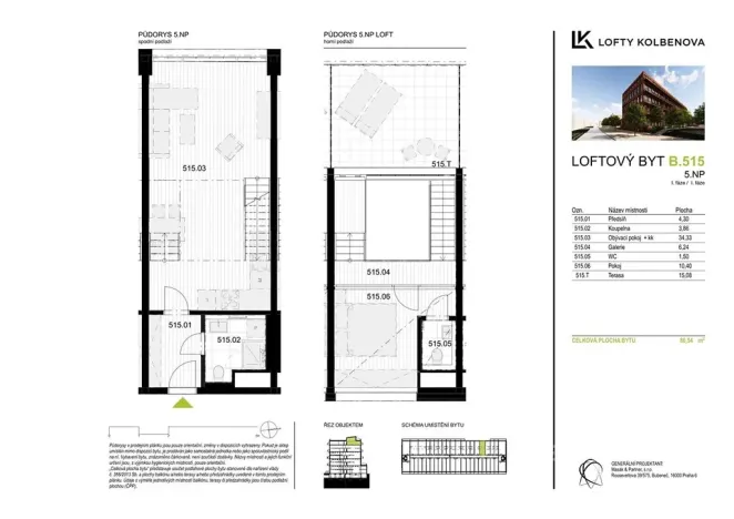 Prodej bytu 2+kk, Praha - Vysočany, Kolbenova, 65 m2