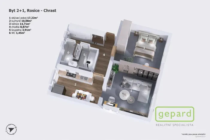 Prodej bytu 2+1, Rosice, 56 m2