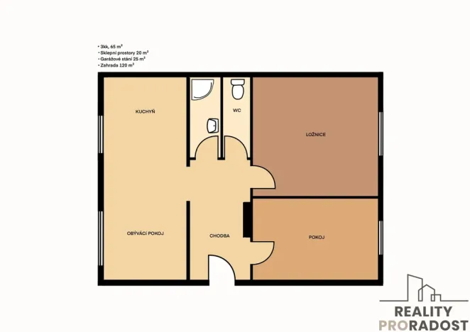 Prodej bytu 3+kk, Rostěnice-Zvonovice - Zvonovice, 65 m2