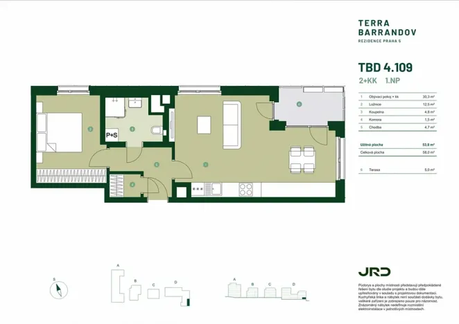 Prodej bytu 2+kk, Praha - Hlubočepy, Silurská, 58 m2