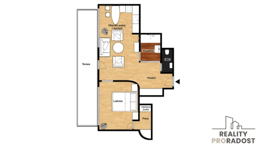 Pronájem bytu 2+kk, Praha, Masarykovo nábřeží, 51 m2