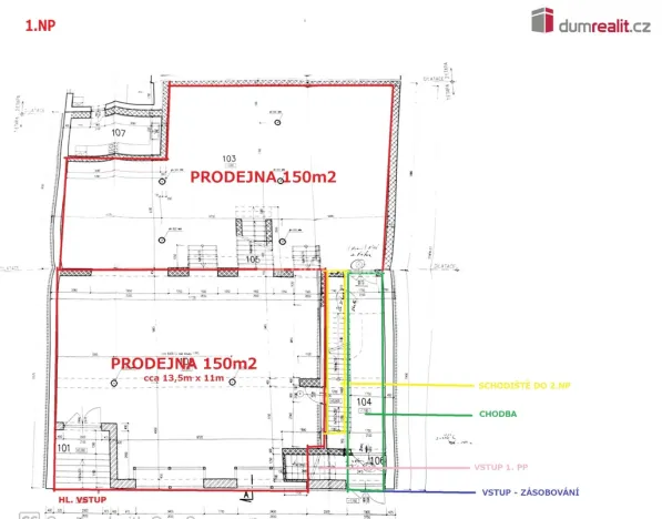 Pronájem obchodního prostoru, Hodonín, Dolní Valy, 150 m2
