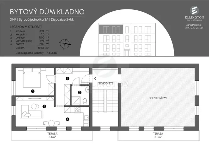 Prodej bytu 2+kk, Kladno, T. G. Masaryka, 43 m2