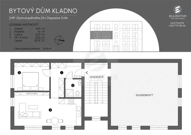 Prodej bytu 2+kk, Kladno, Floriánské náměstí, 50 m2