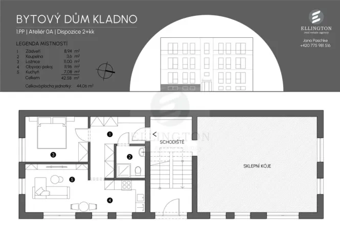 Prodej bytu 1+kk, Kladno, Floriánské náměstí, 43 m2