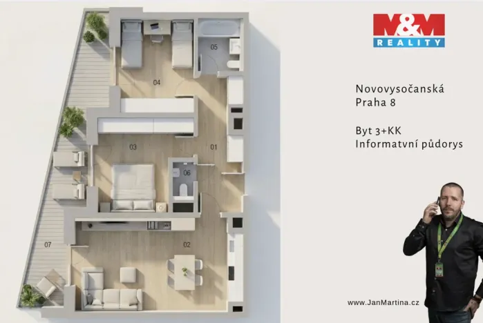 Prodej bytu 3+kk, Praha, Novovysočanská, 67 m2