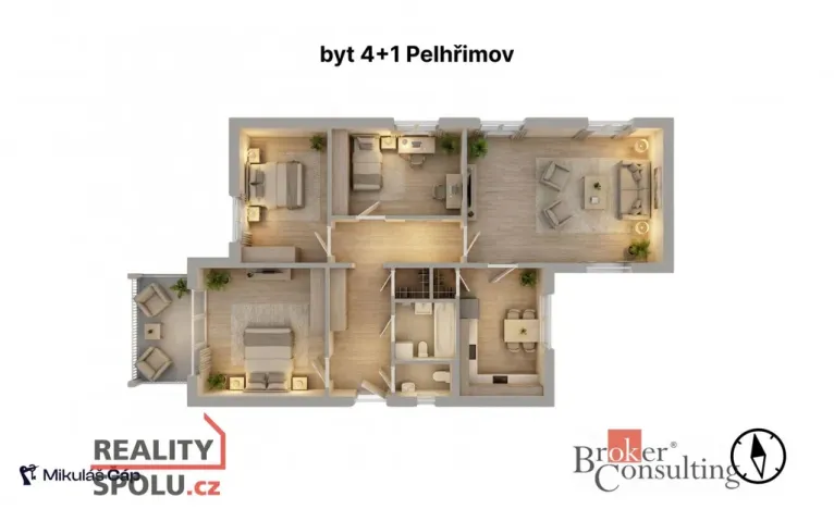 Prodej bytu 4+1, Pelhřimov, Táborská, 70 m2