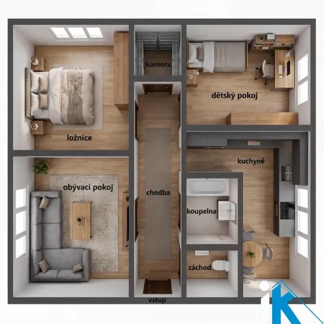Prodej bytu 3+1, Konice, Sportovní, 64 m2