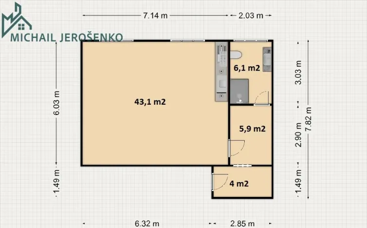 Prodej bytu 1+kk, Nučice, 59 m2