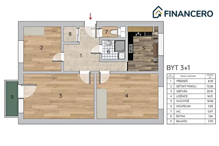 Pronájem bytu 3+1, Slavkov u Brna, Zlatá Hora, 77 m2
