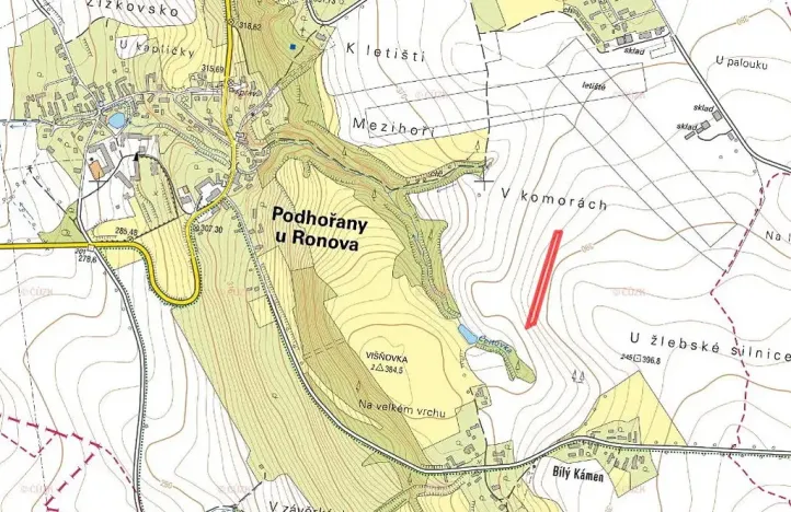 Prodej pole, Podhořany u Ronova, 1986 m2