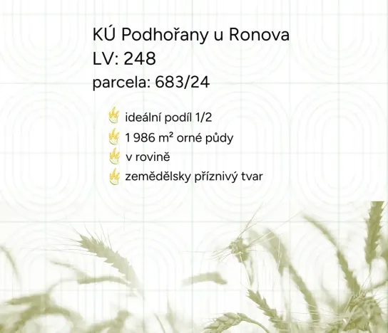 Prodej pole, Podhořany u Ronova, 1986 m2