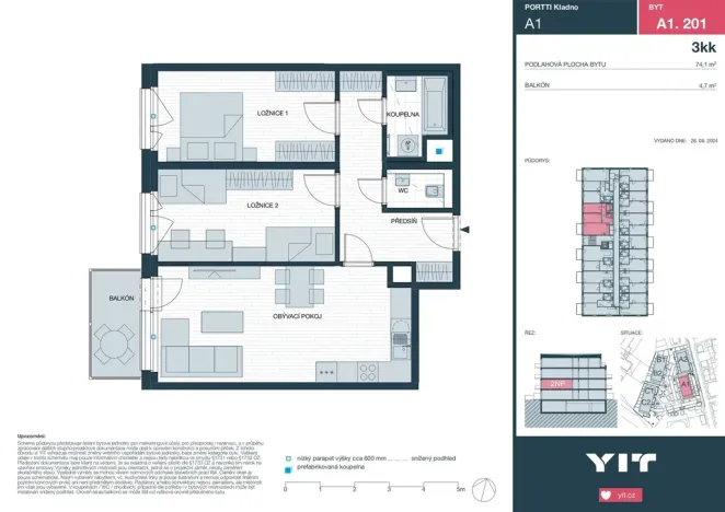 Prodej bytu 3+kk, Kladno, Ke stadionu, 74 m2
