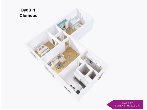 Prodej bytu 3+1, Olomouc - Hodolany, tř. Kosmonautů, 73 m2