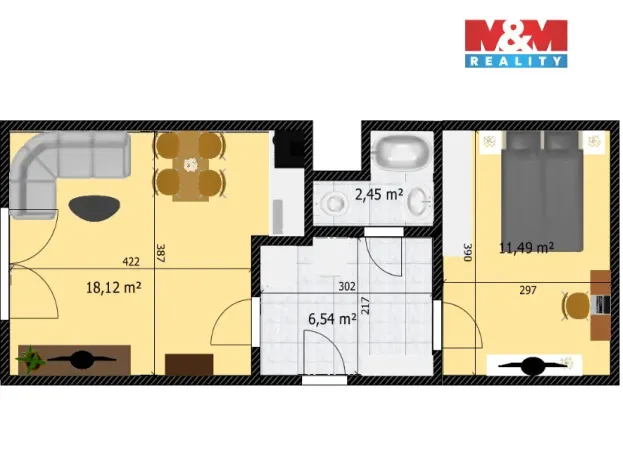 Pronájem bytu 2+kk, Děčín - Děčín V-Rozbělesy, Závodní, 42 m2