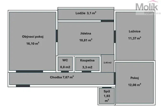 Prodej bytu 3+1, Teplice - Trnovany, Gagarinova, 70 m2